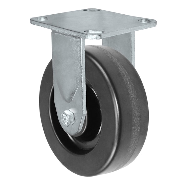 6"x2" Phenolic Wheel, Rigid Caster, Plate Size: 4-1/2x6-1/4", C